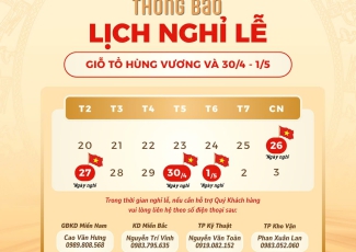 Holiday Notice for Hung Kings Commemoration Day & Reunification Day – International Workers' Day 2026.